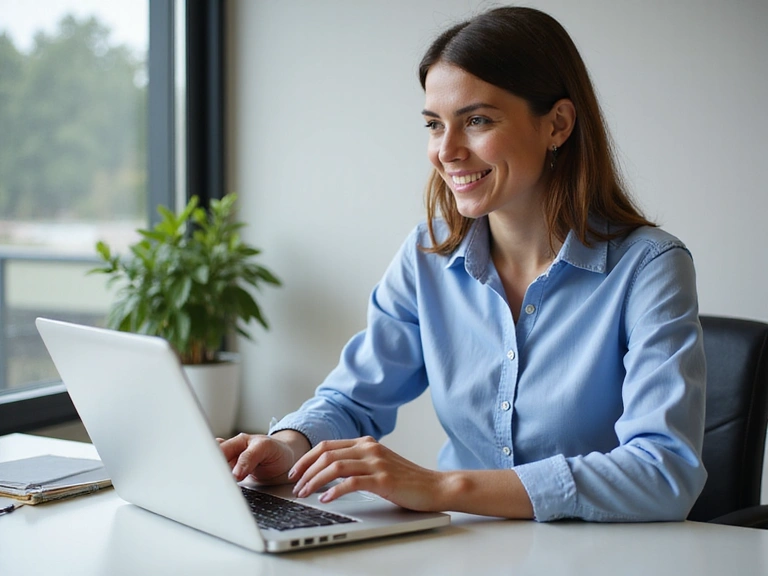 A friendly customer service representative smiling and ready to help.
